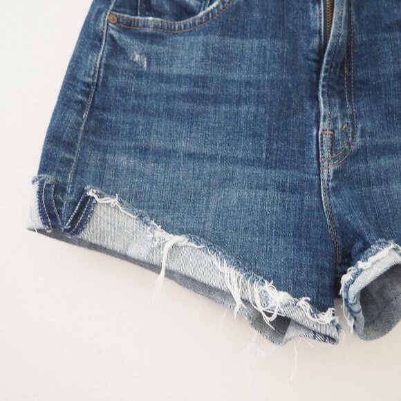 MOTHER HW Rascal Slit Flip Chew Denim Shorts sz 25 - Picture 6 of 10